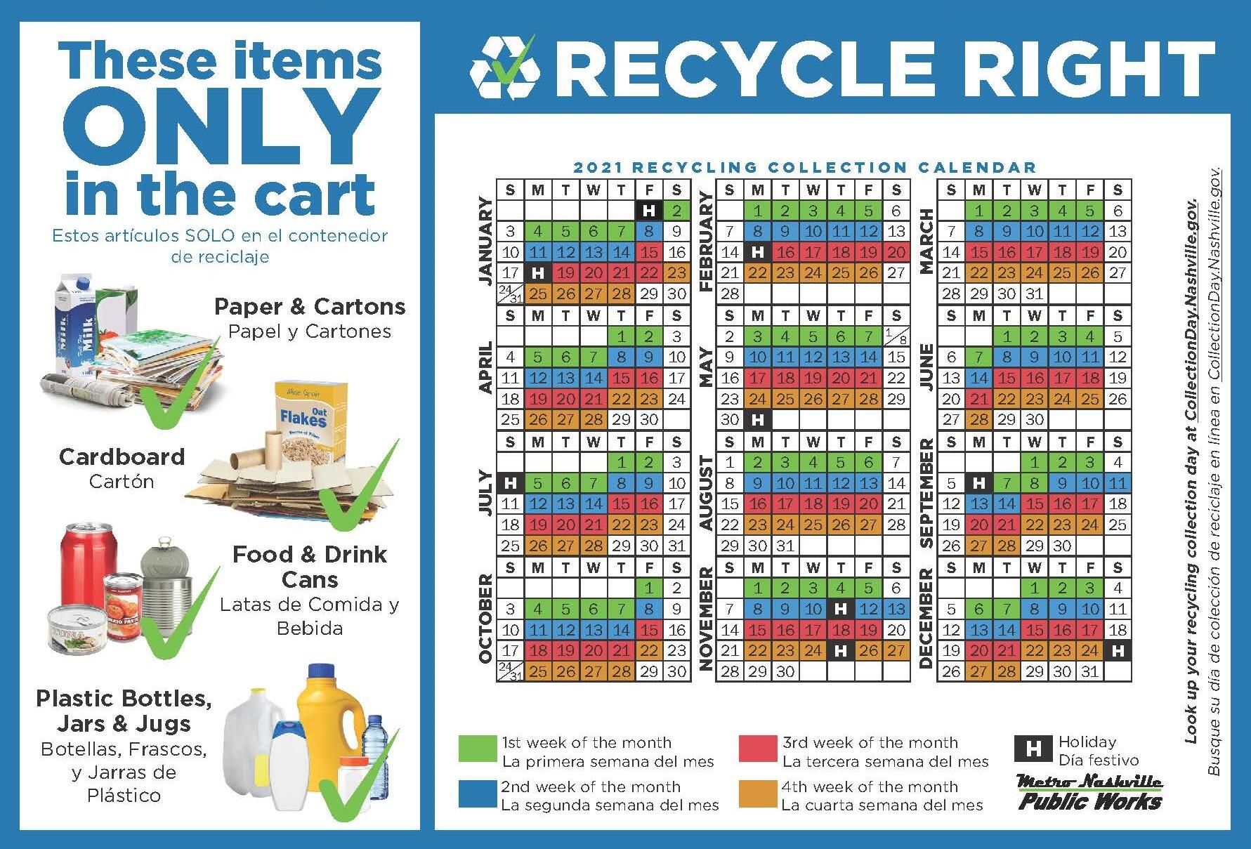 2021 Recycling Calendar (Metro Nashville ) — Nextdoor — Nextdoor