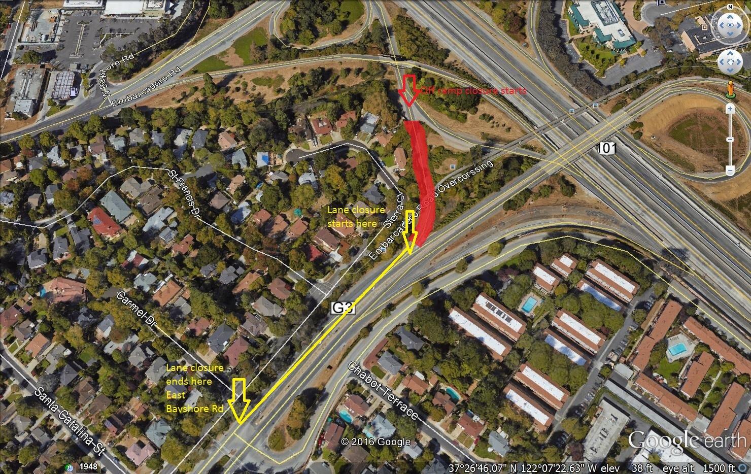 Oregon Expressway Closure for Caltrans Improvement Project & Tree