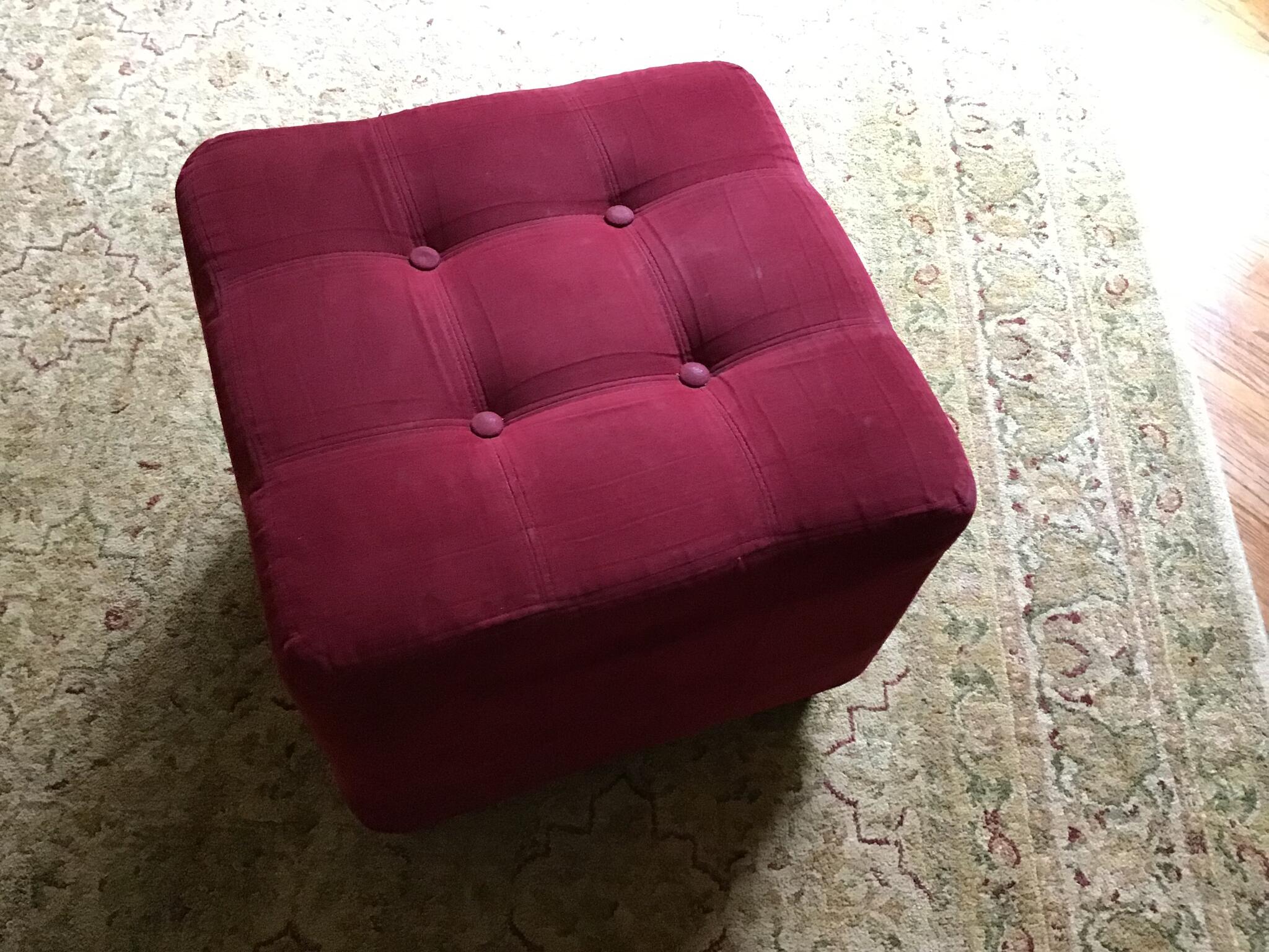Red Upholstered Ottoman
