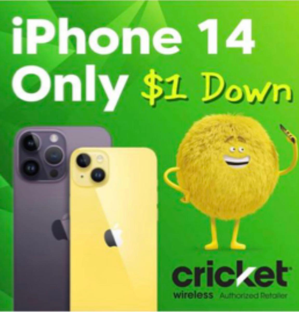 cricket wireless $1 down iphone 14