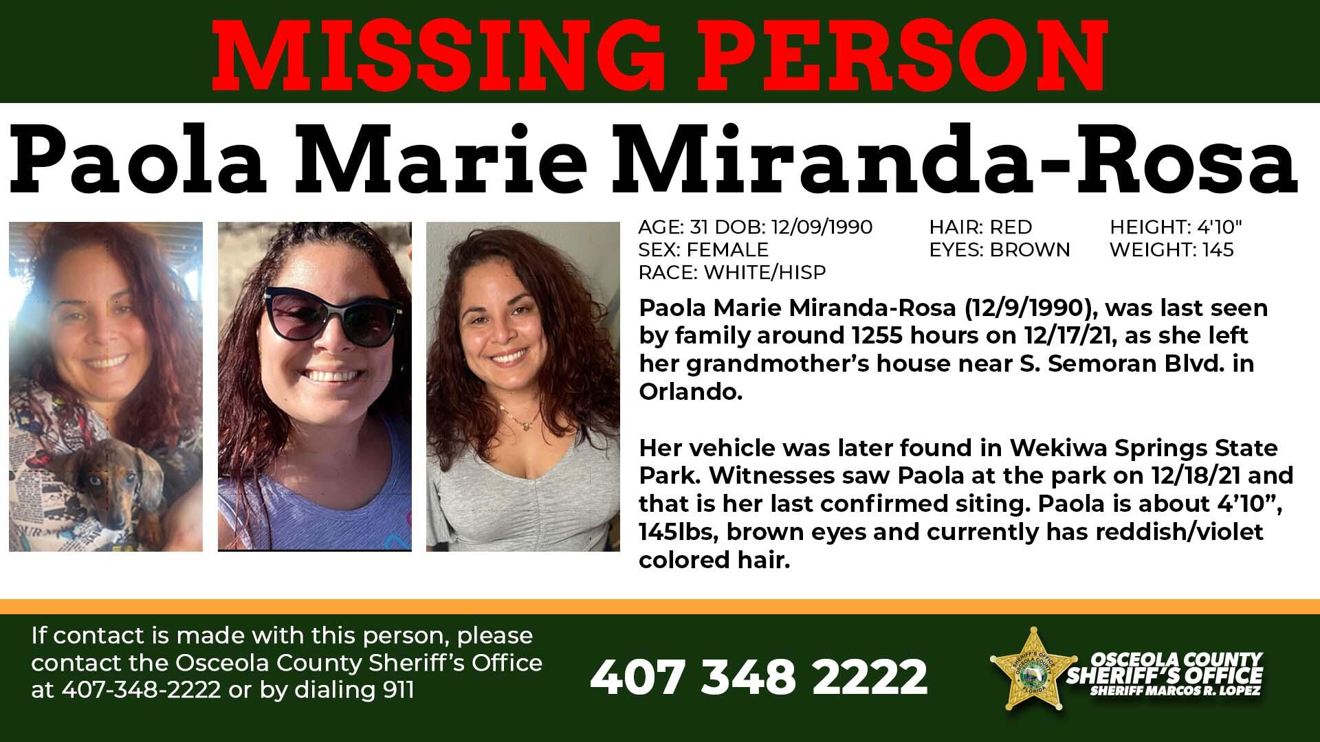 Missing Person - Paola Marie Miranda-Rosa (Osceola County Sheriff's ...