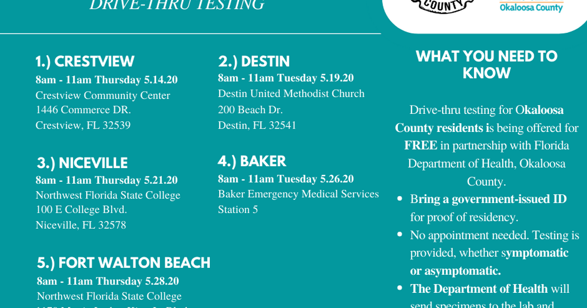 okaloosa-county-drive-thru-testing-schedule-released-nextdoor