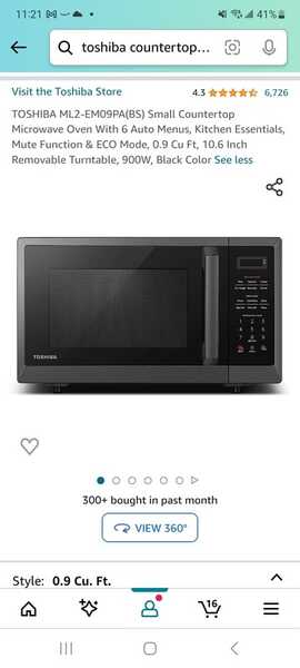  TOSHIBA ML2-EM09PA(BS) Small Countertop Microwave Oven With 6  Auto Menus, Kitchen Essentials, Mute Function & ECO Mode, 0.9 Cu Ft, 10.6  Inch Removable Turntable, 900W, Black Color: Home & Kitchen