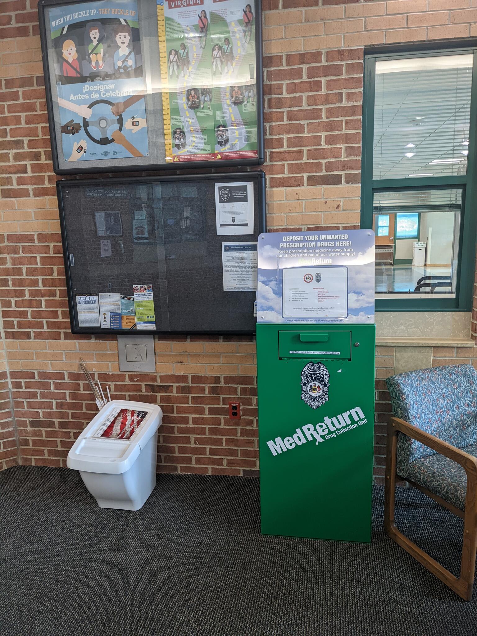 Reminder, the Mason District has a drug disposal box in the lobby of