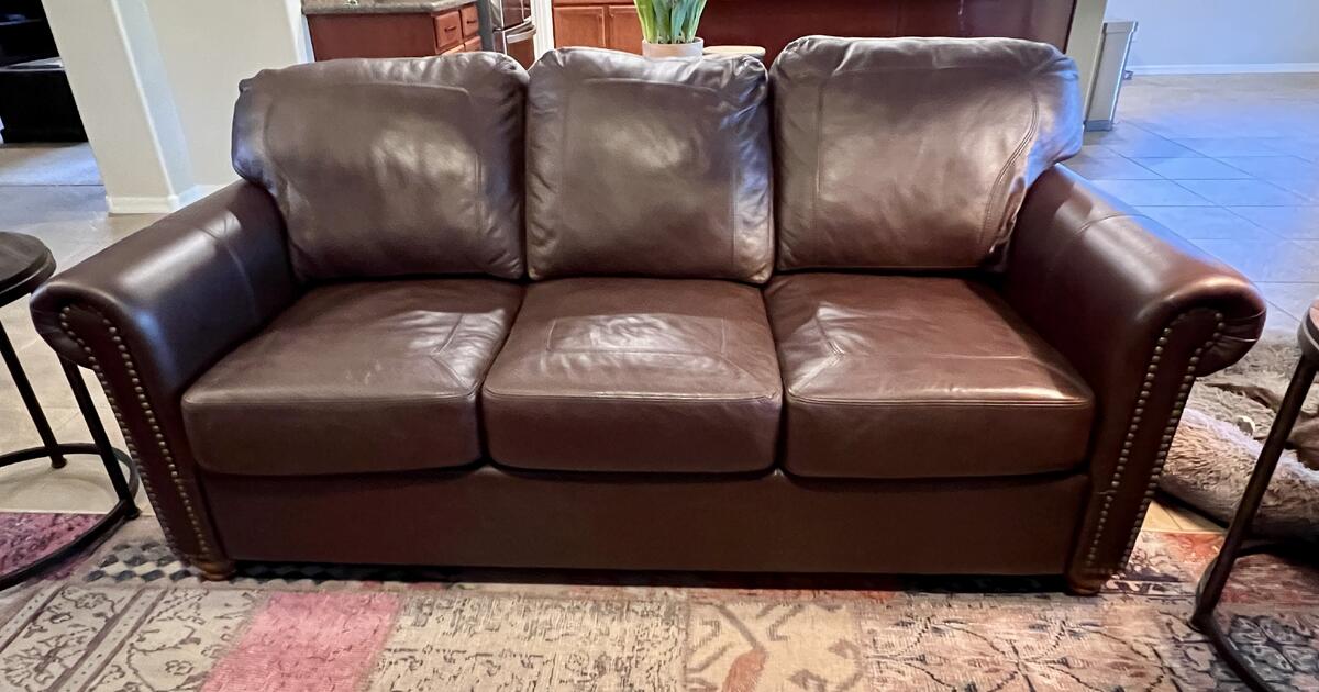 Leather Couch/Sofa & Snuggler/Loveseat with Ottoman for 500 in Litchfield Park, AZ For Sale