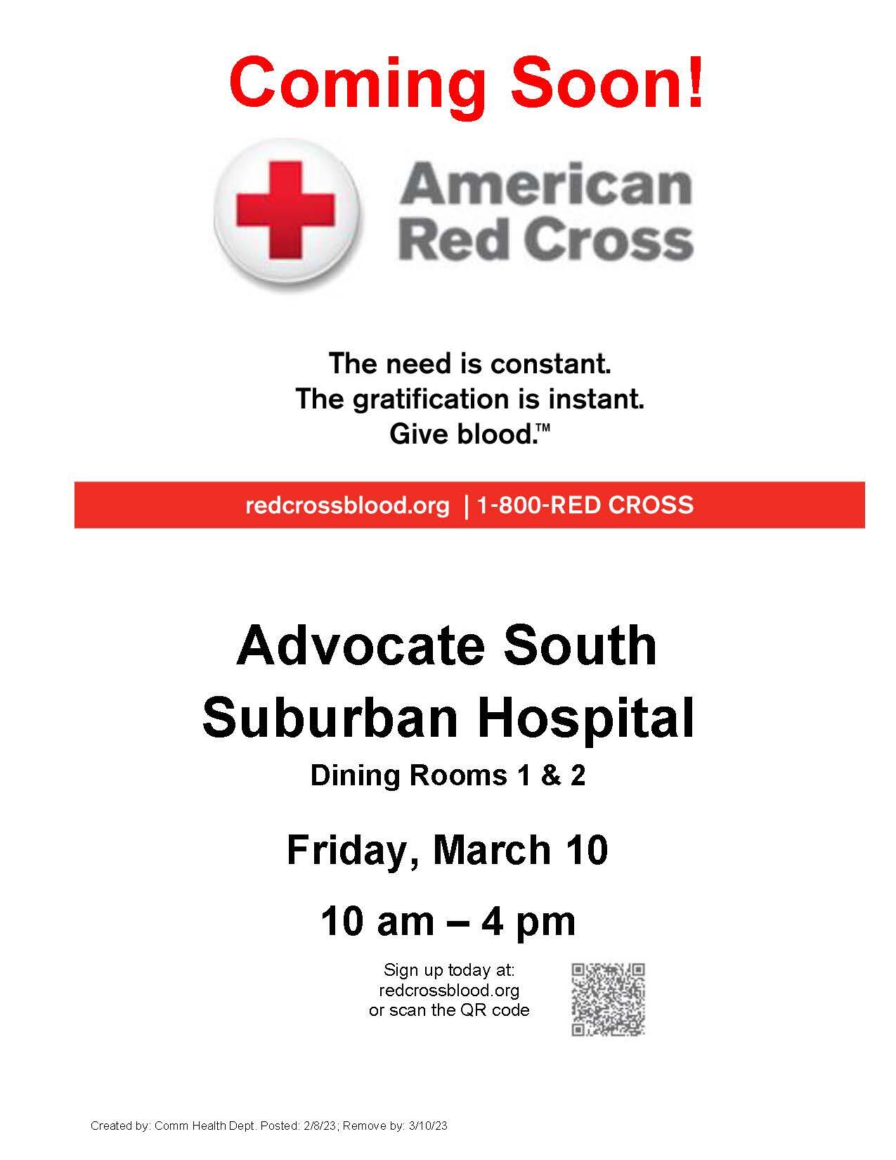 Advocate South Suburban Hospital partners with American Red Cross to ...