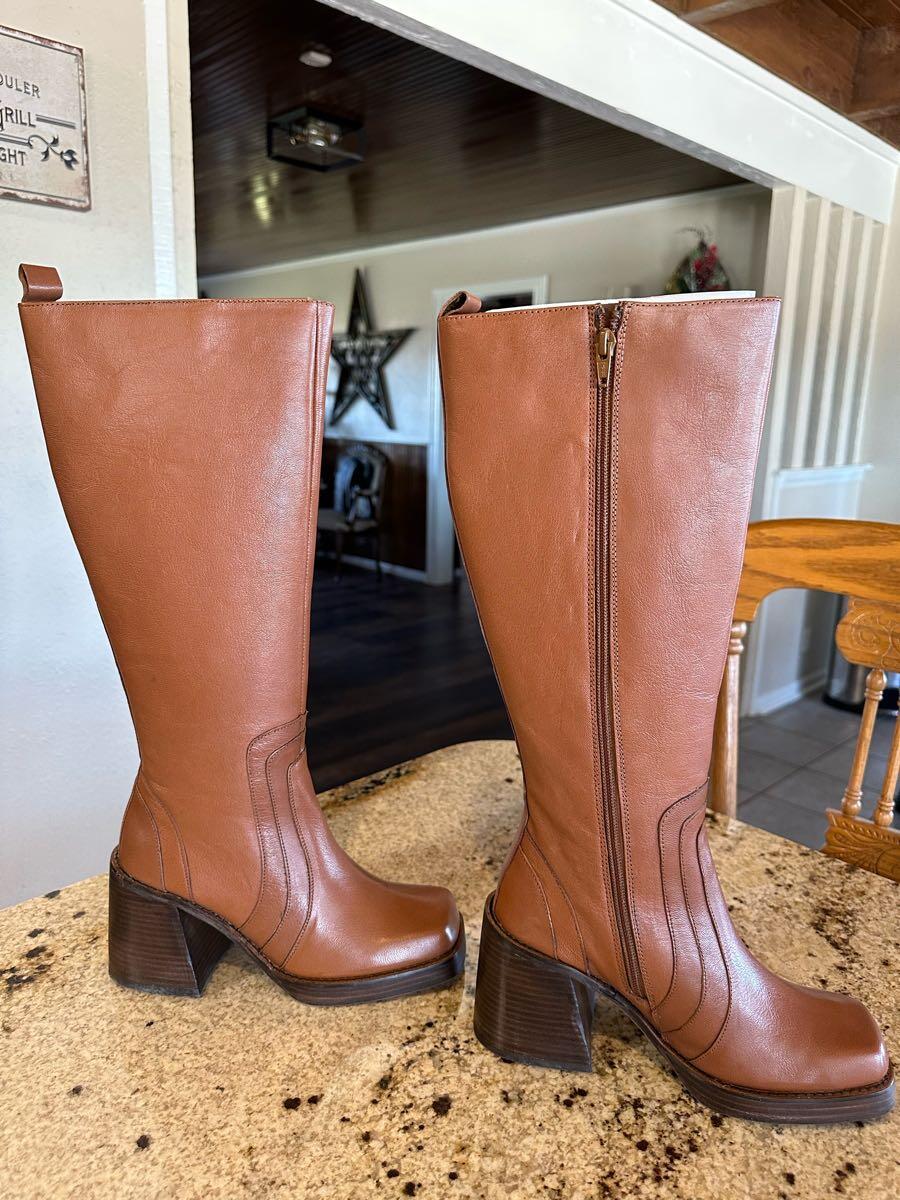 Steve Madden- Andiee Cognac Leather Boots. For $139 In  display picture 2