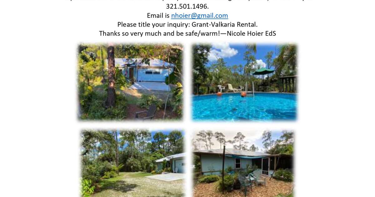 *Room and bathfurnished for rent in wonderful country home Grant Valkaria in Malabar, FL For