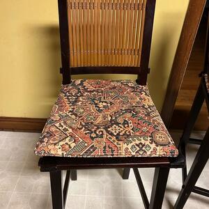 Wooden tall counter height Chairs with Patterned Cushion