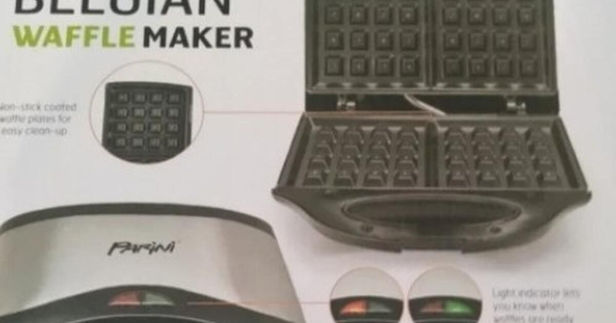 Parini Belgian Waffle Maker Cool Touch Handles Light Indicator Nonstick