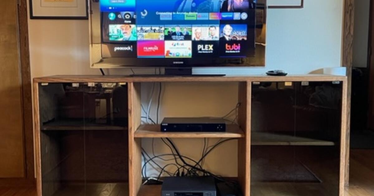 Large Solid oak Entertainment Center with Glass Doors for Free in Olympia, WA Finds — Nextdoor