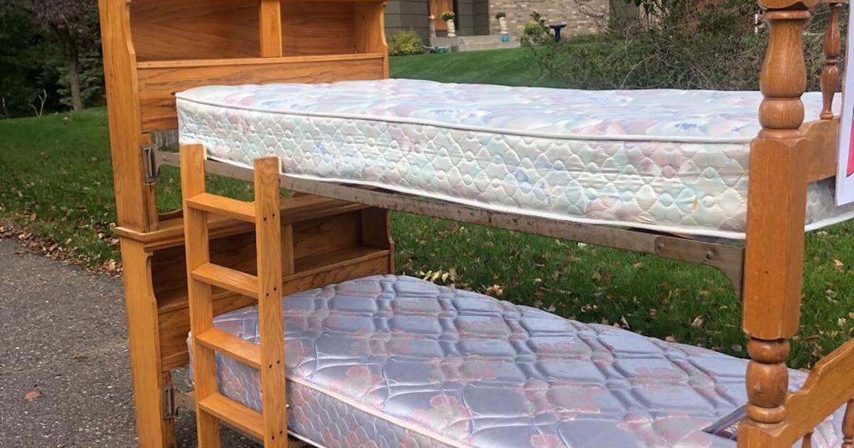 Solid oak bunk beds FREE. for Free in Coon Rapids, MN For Sale & Free