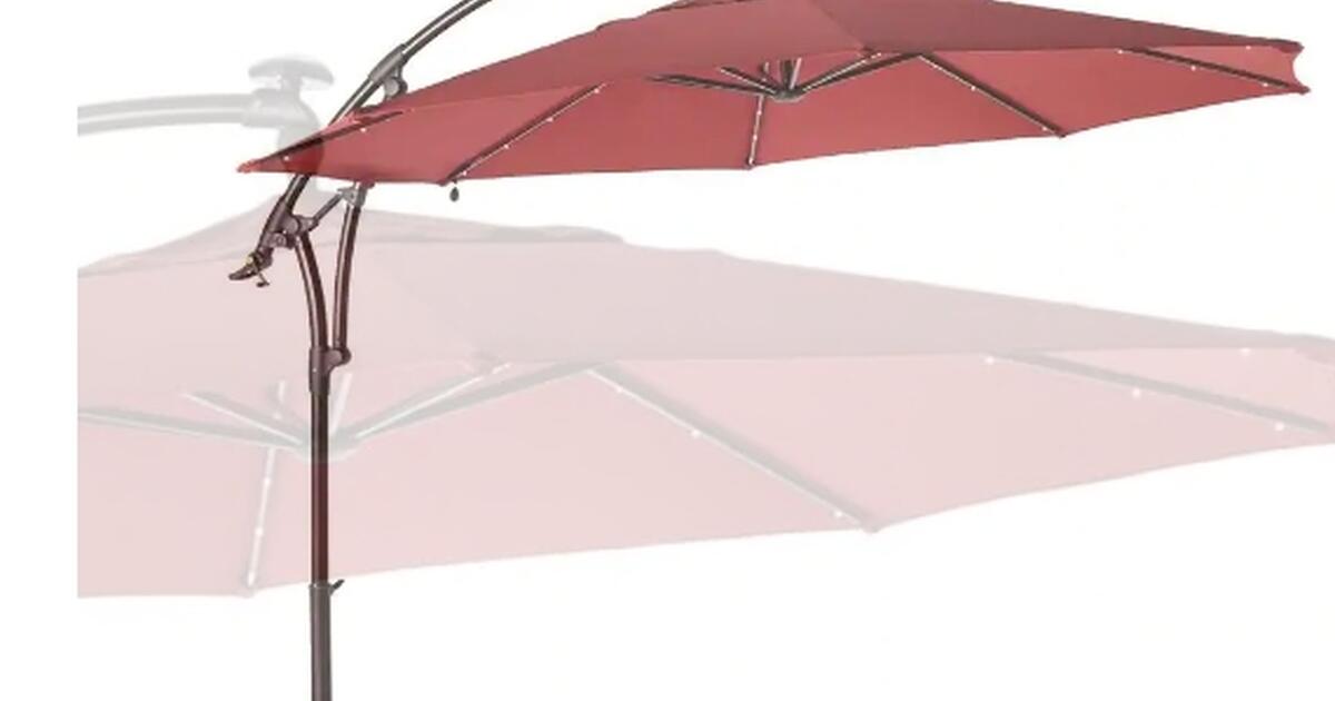 Hampton Bay 11 ft. Cantilever Solar LED Offset Outdoor Patio Umbrella