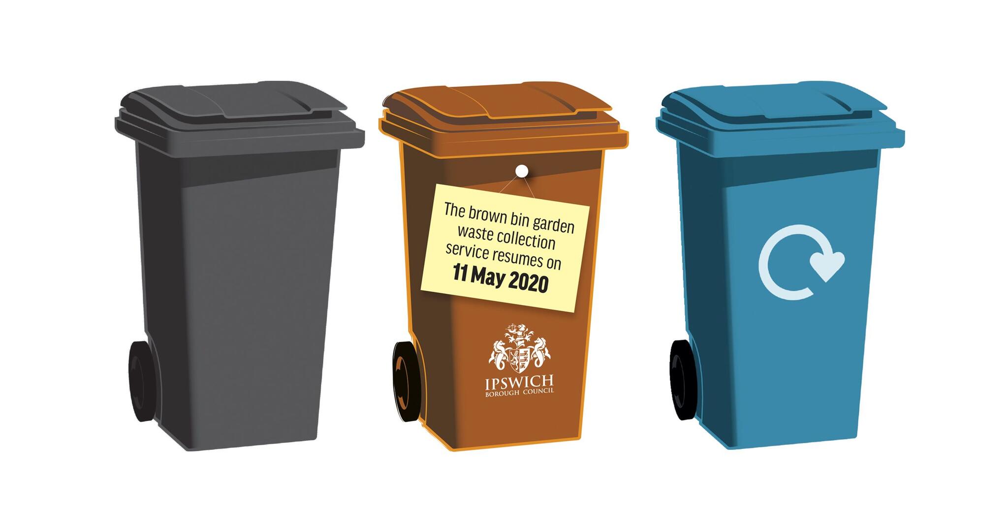 Brown bin (garden waste) collections resume in Ipswich from 11th May