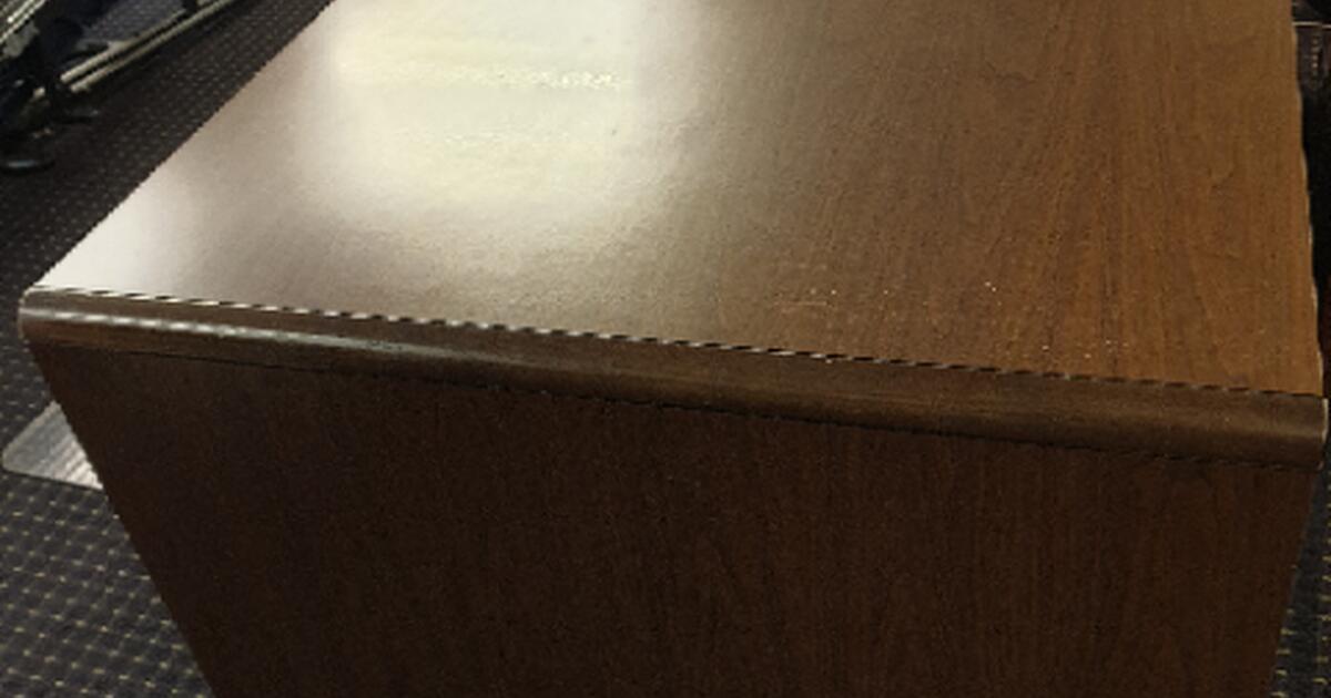 Free office desk heavy and well made from walnut laminate for free in