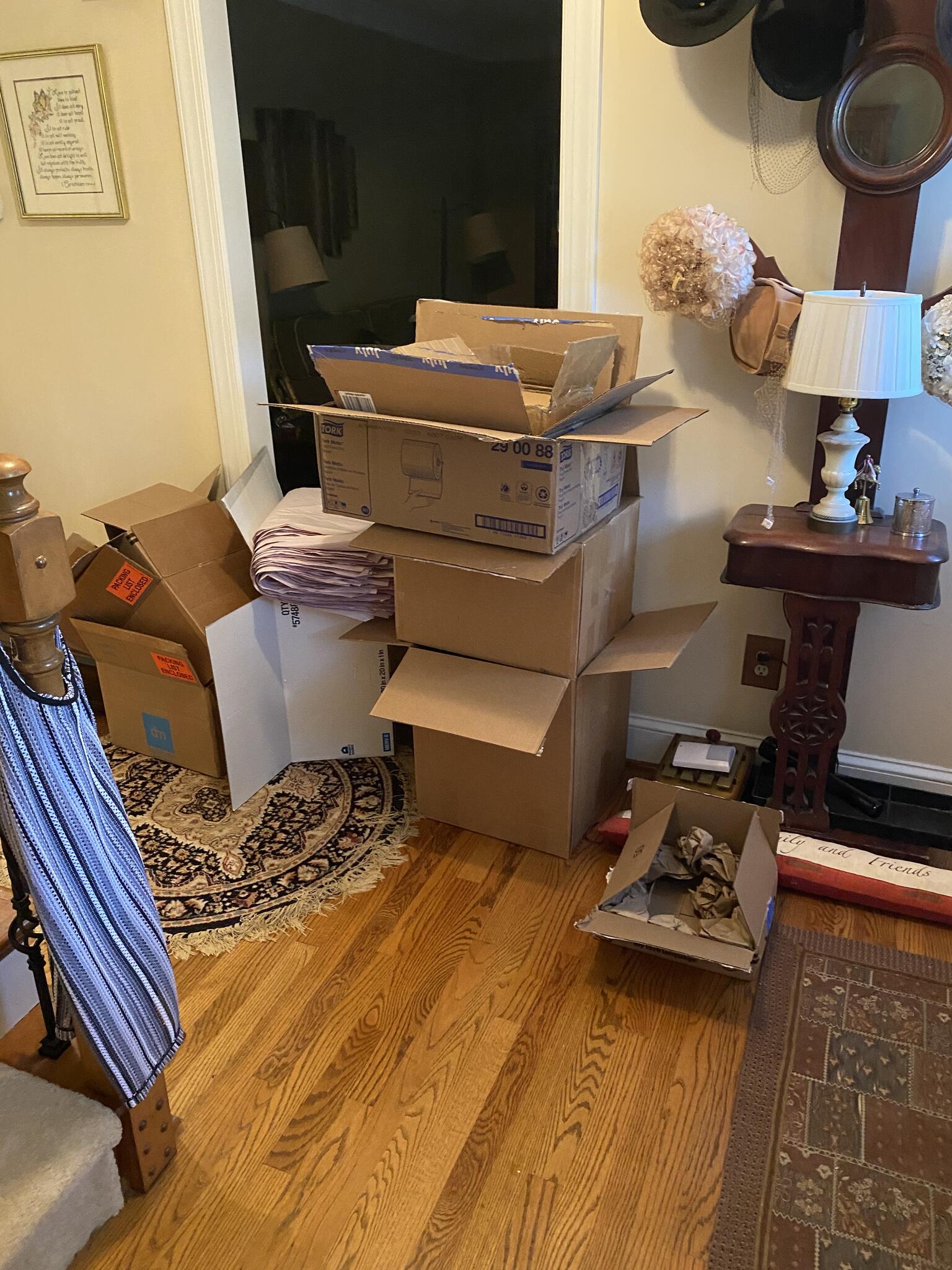 Free-several medium and large moving boxes and a large stack of paper for free