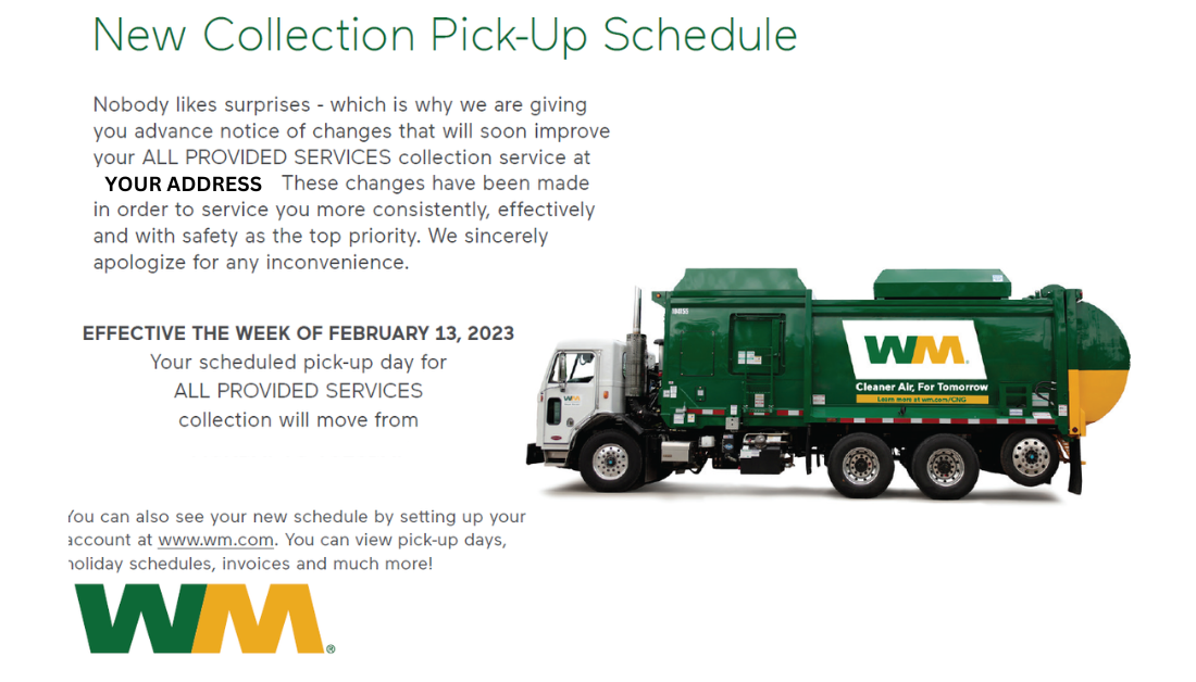 Waste Management has asked us to help notify some residential Decatur