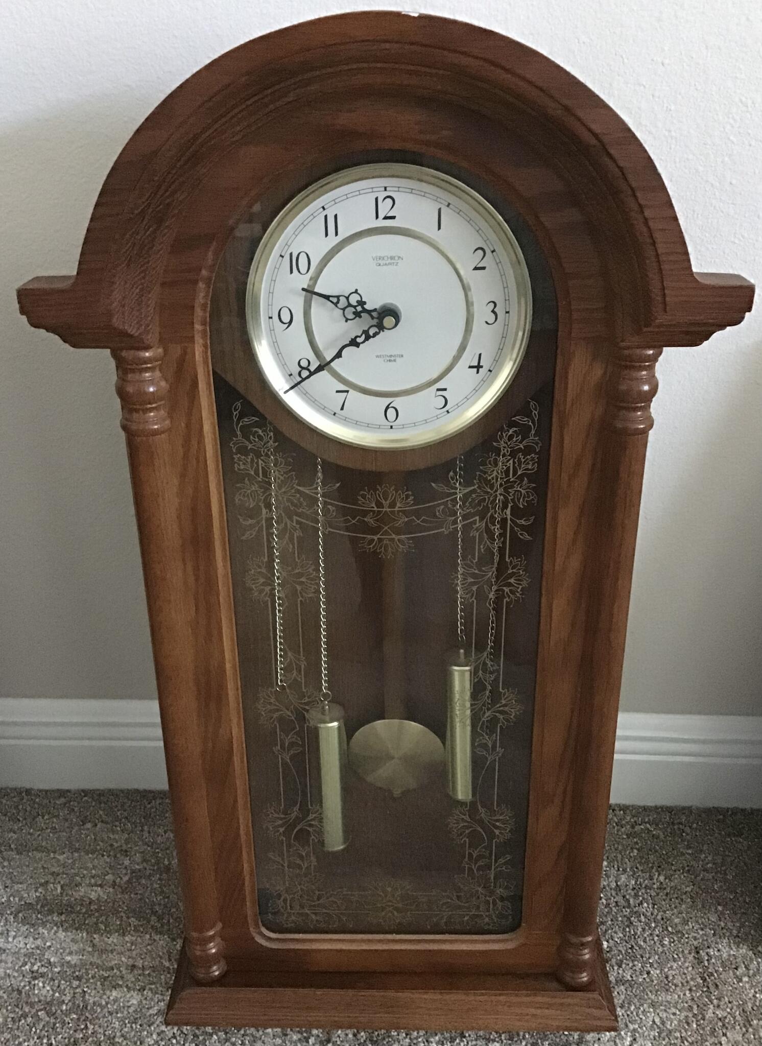 Verichron Quartz Westminister Chime Wood Wall Clock for 35 in Wildwood