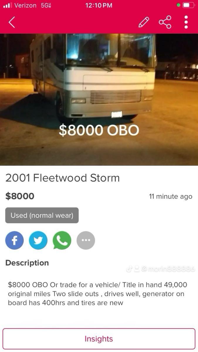 2001 fleetwood storm for 8000 in Sweeny, TX For Sale & Free — Nextdoor