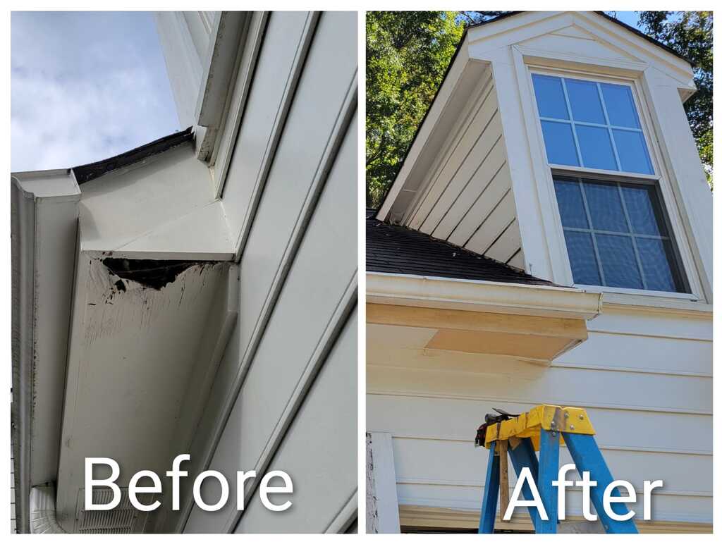 Before and after soffit and fascia repair photo