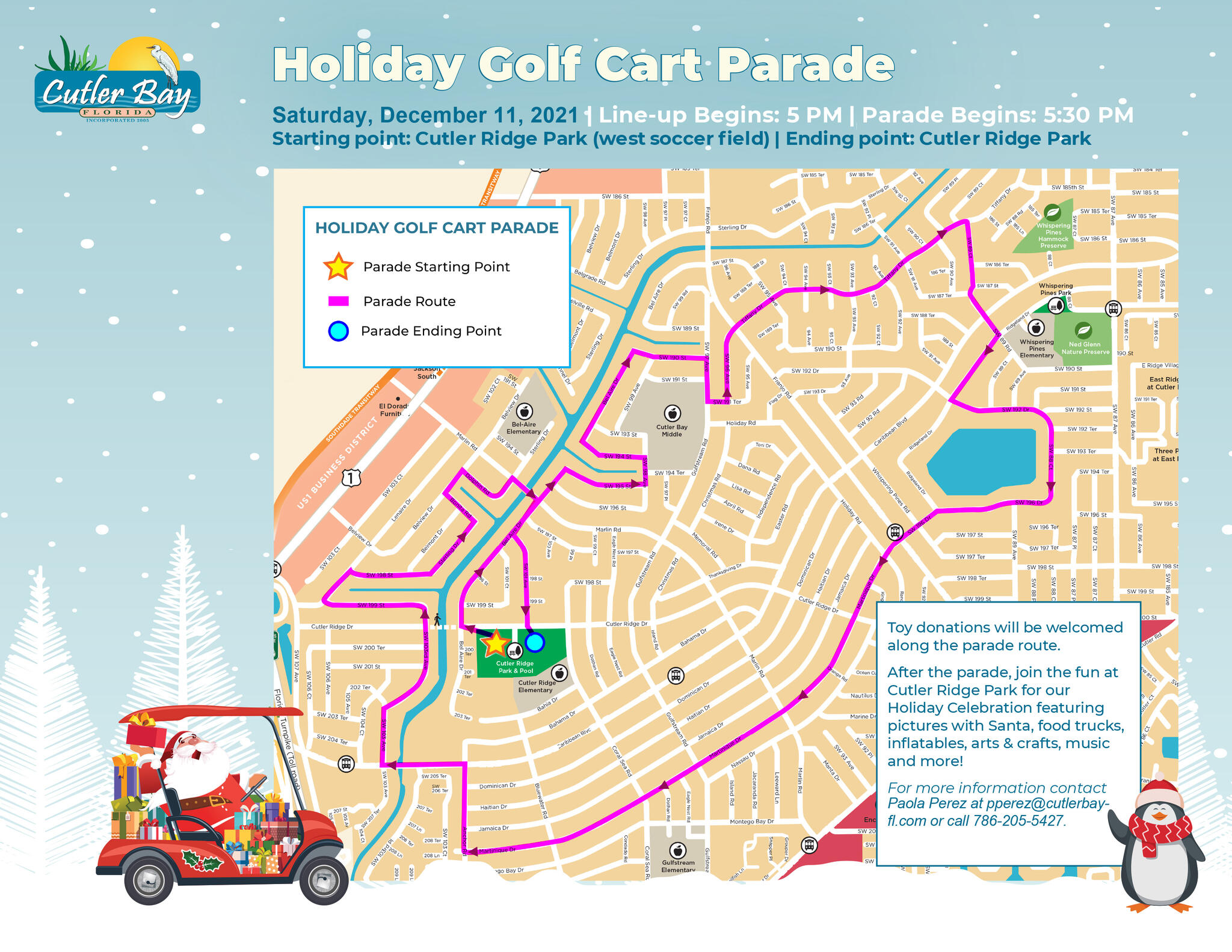 Holiday Golf Cart Parade Route Map (Town of Cutler Bay) — Nextdoor