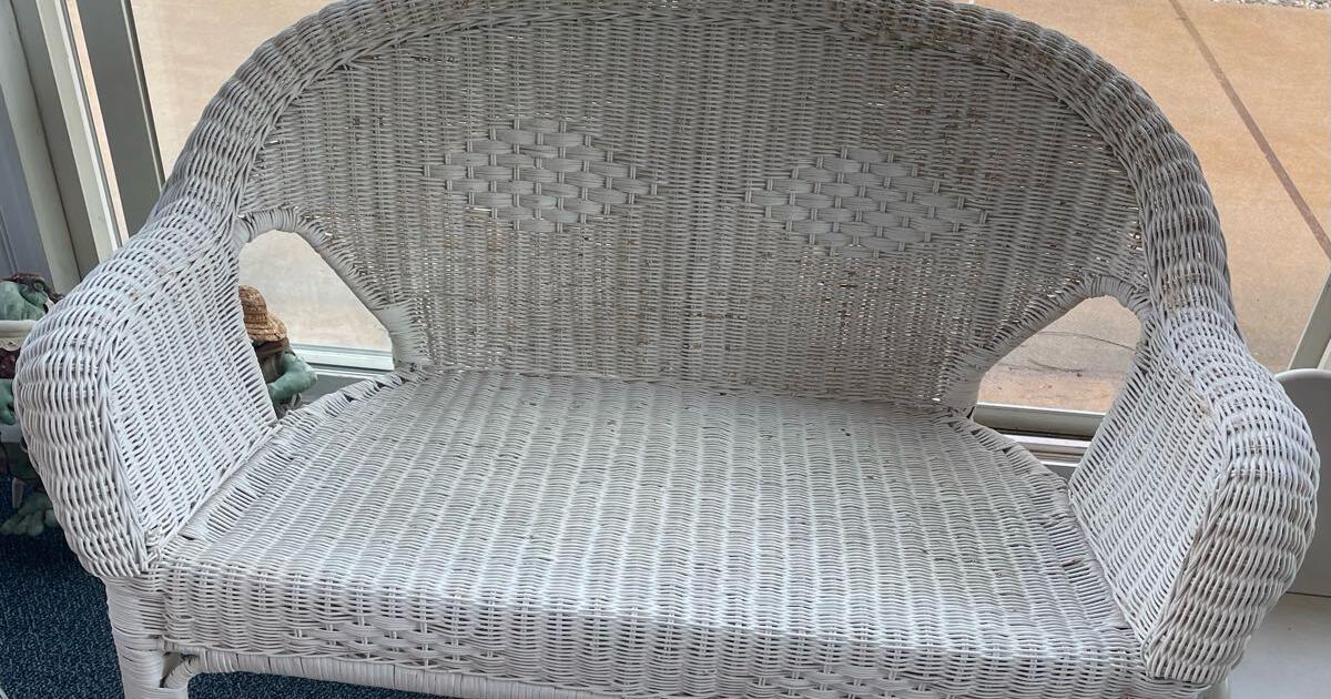 6 Piece White Wicker Furniture will sell together or separately for