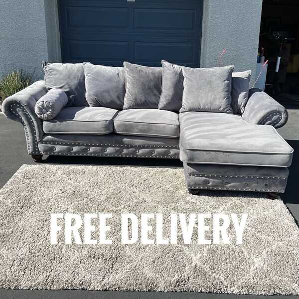 RC Willey Modern Studded Sectional Couch W Reversible Chaise