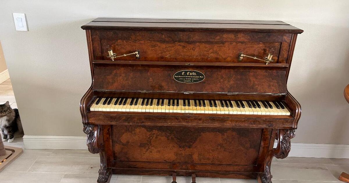 Rare Eastlake Victorian burled walnut antique piano, London circa 1880 ...