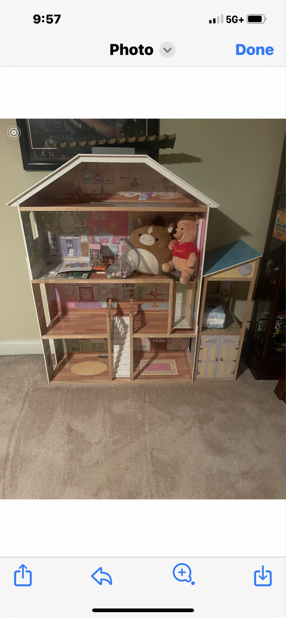 Wooden Dollhouse with Furniture