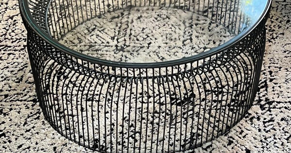 Crate and Barrel Spoke and Glass Coffee Table for 60 in Noblesville