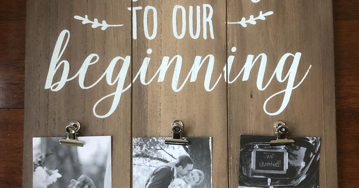 welcome-to-our-beginning-wedding-sign-photo-display-wall-decor
