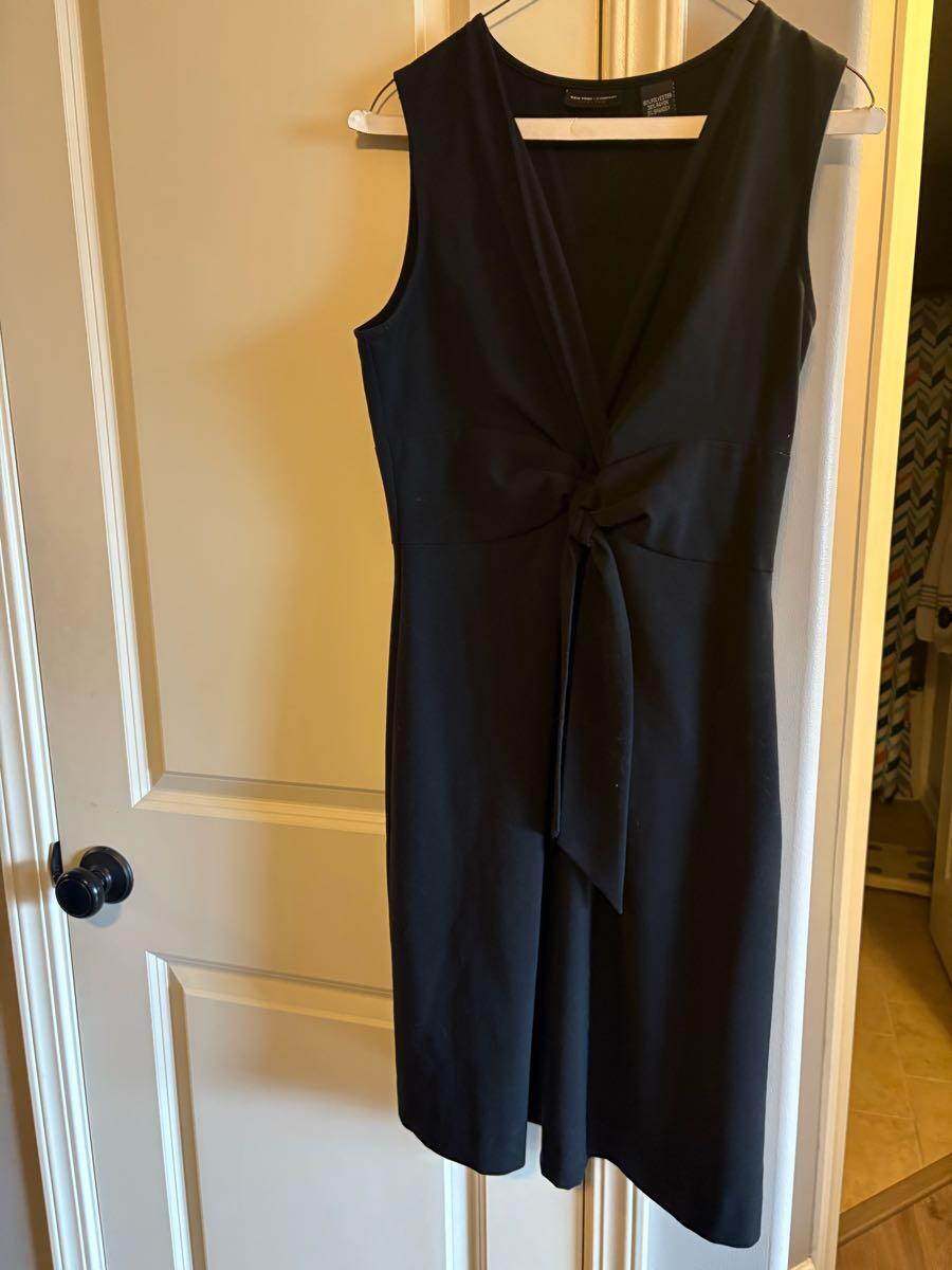 princess polly baby blue dress New York & Company Black White Faux Wrap Dress L