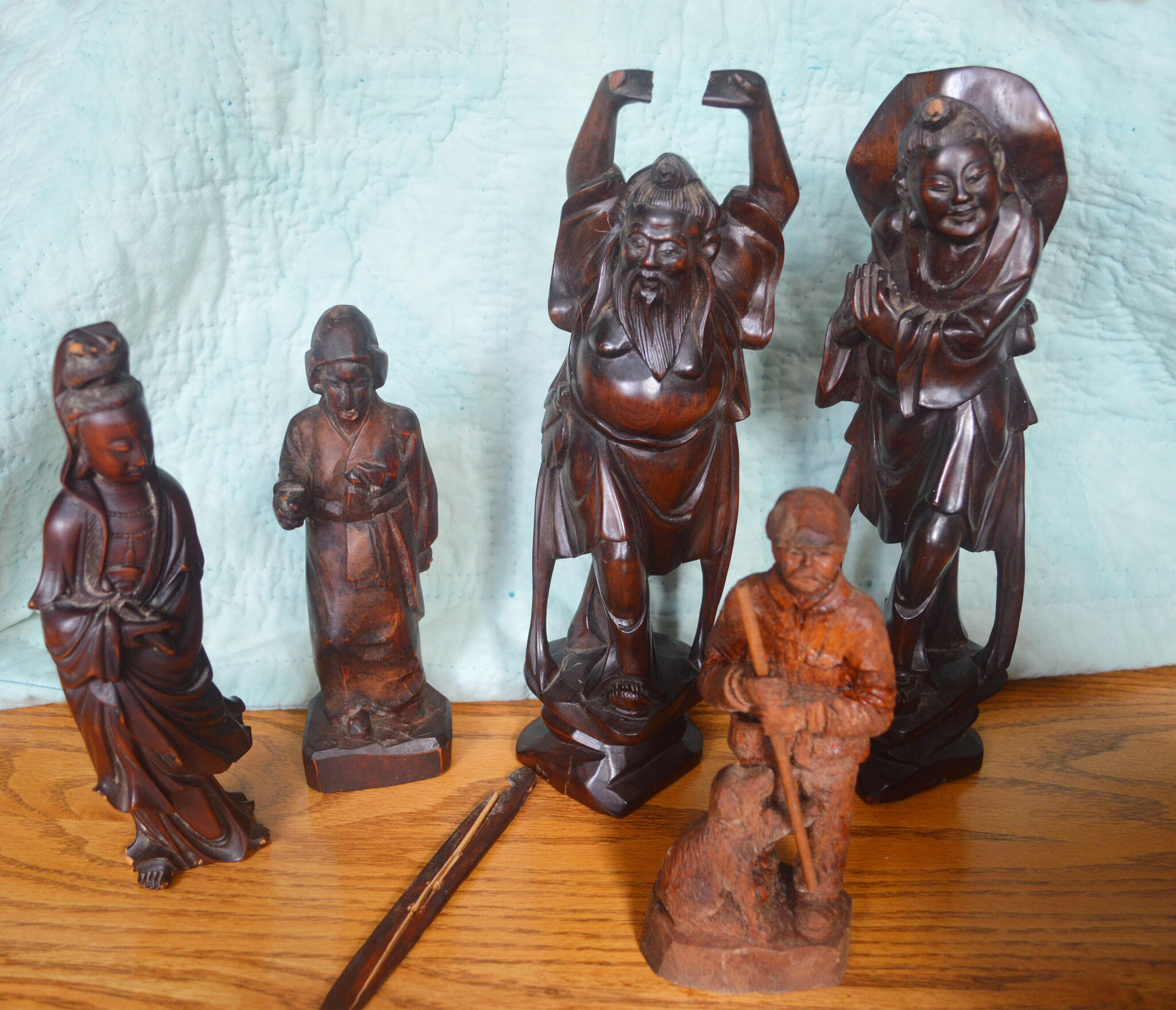 Mid-Century Chinese H&-carved Figurines; Group Of 5 For $90