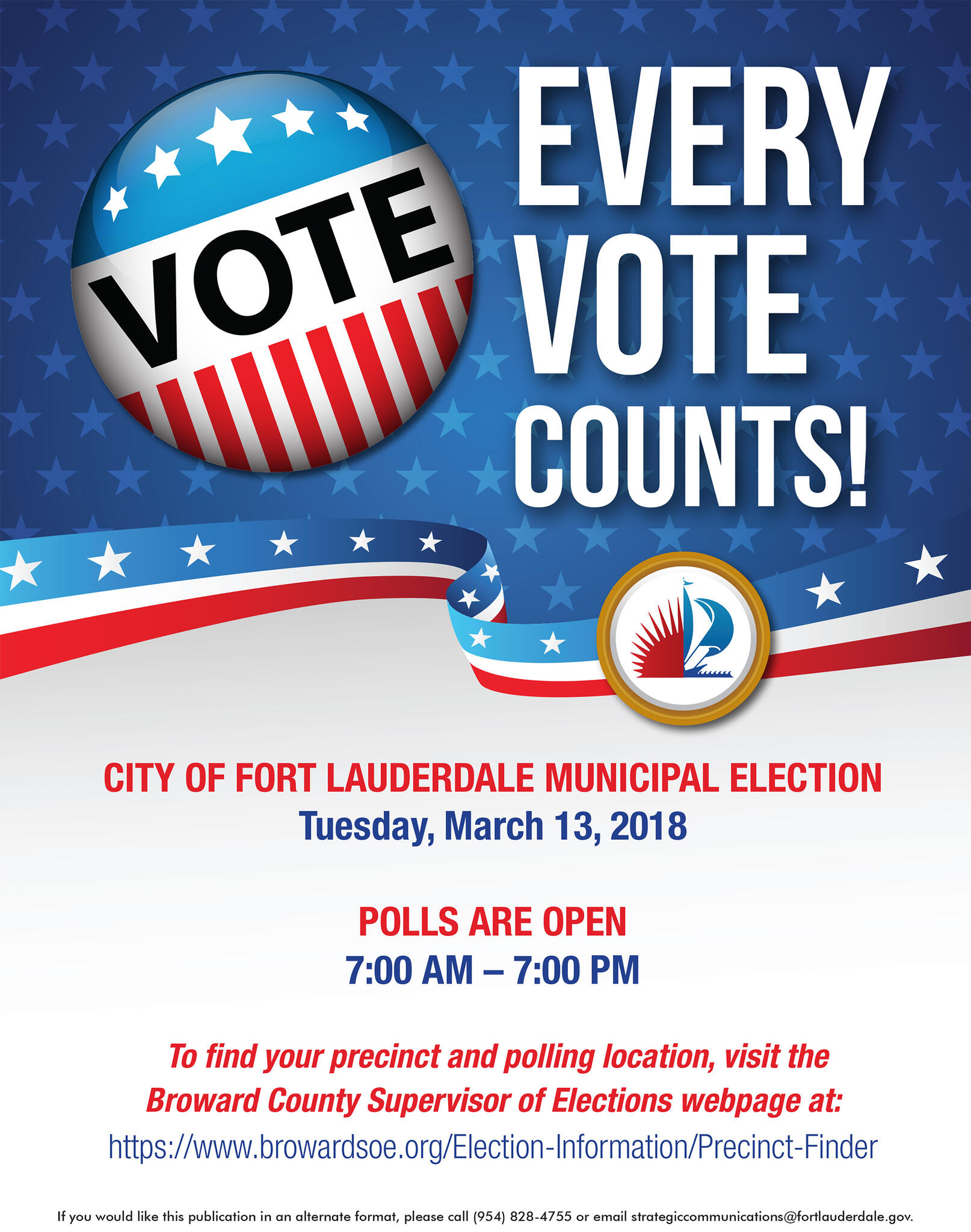 Fort Lauderdale Municipal Election Tomorrow (Tuesday, March 13) (City