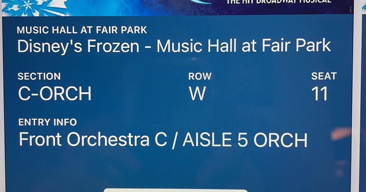 Dallas Summer Musicals "Frozen" 4 tickets for 300 in Dallas, TX