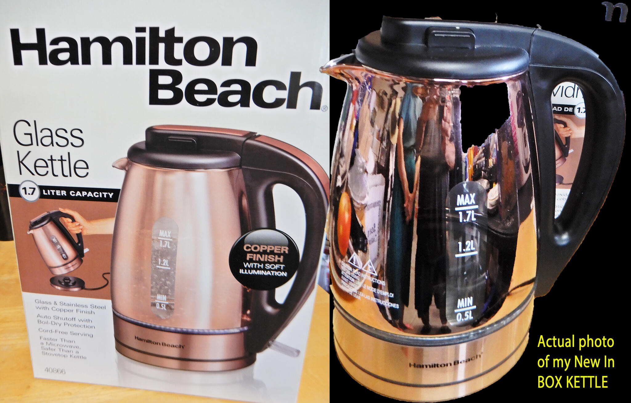 Hamilton Beach 1.7l Cordless Glass Electric Kettle 40866