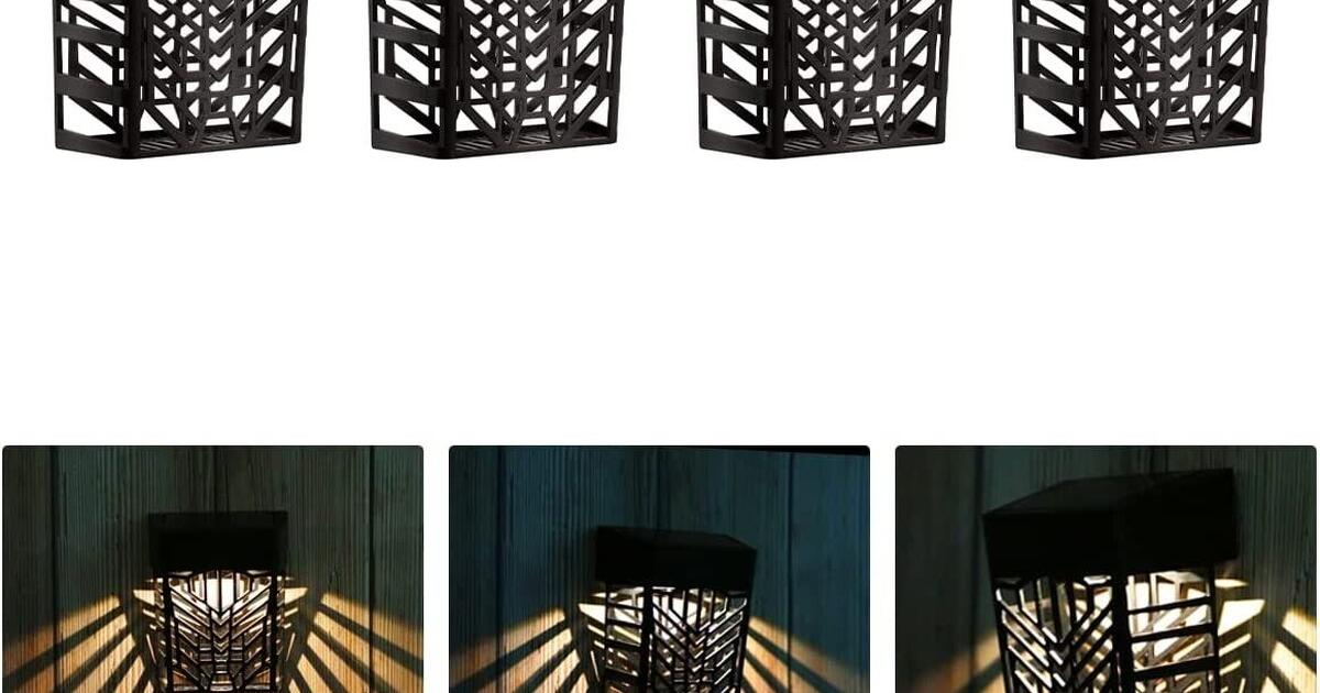 NEW 4 Outdoor Solar Wall Fence Deck LED Light Waterproof Warm White