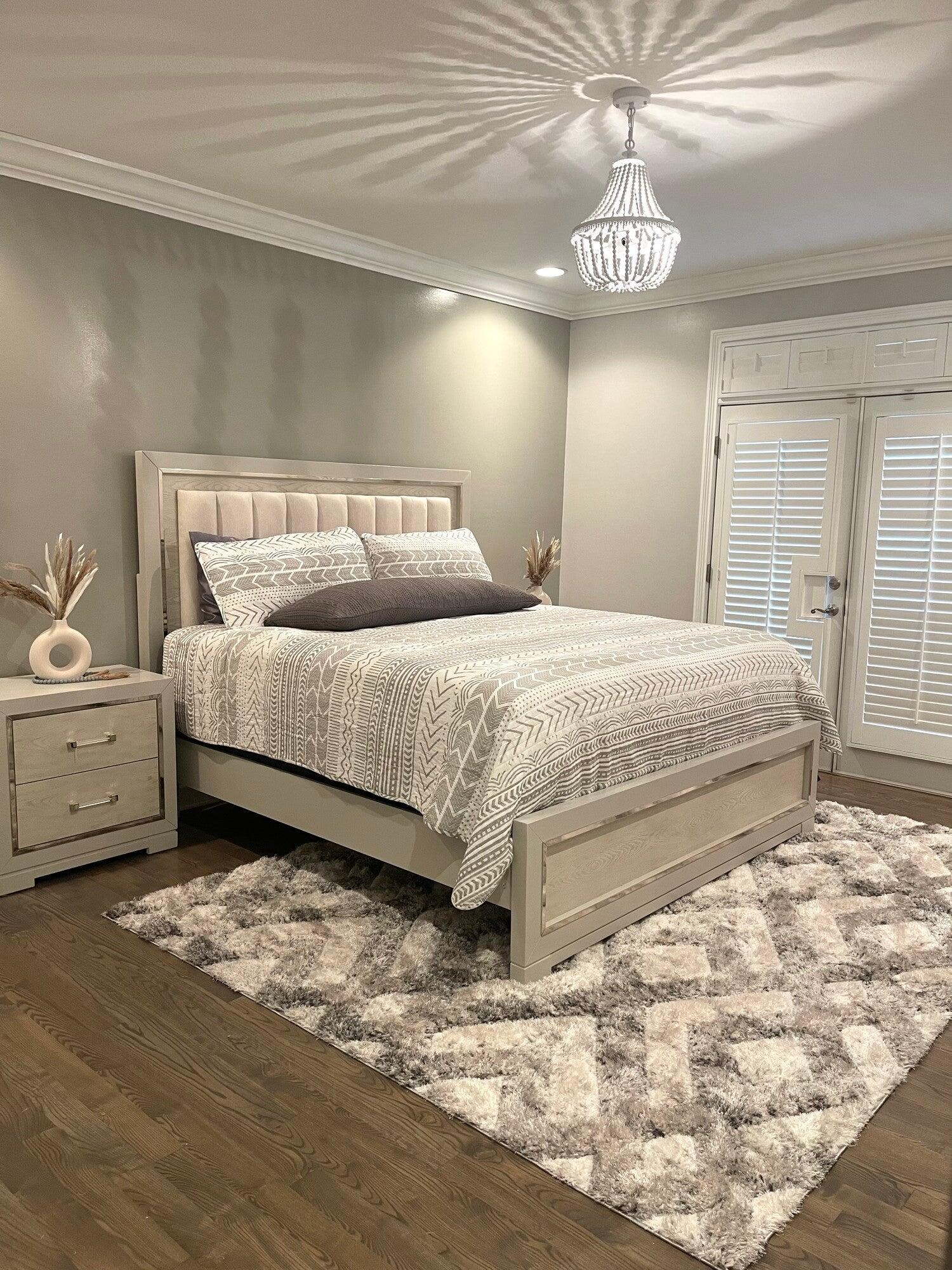 Queen Bed Frame/Mattress with One Matching Nightstand for Sale