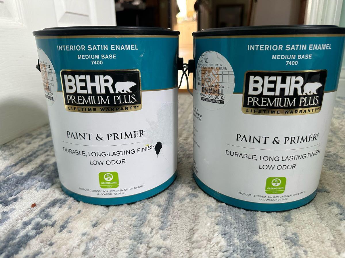 Two Unopened Gallons of Behr Paint Embellished Blue Color for $50 in ...