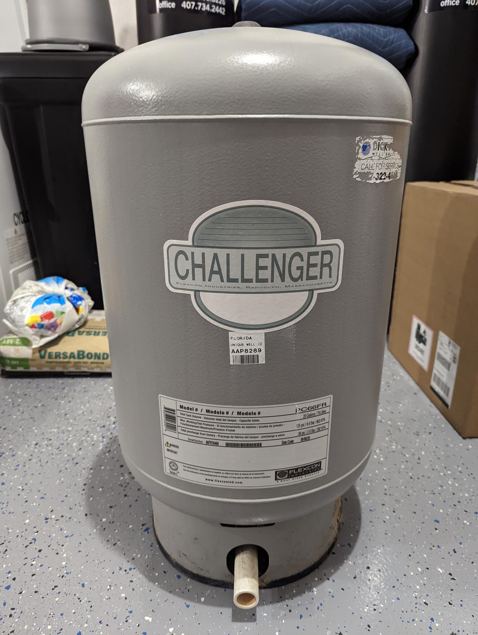 Flexcon Challenger PC66FR 20 Gallon Pressure Tank for $200 in Sorrento 