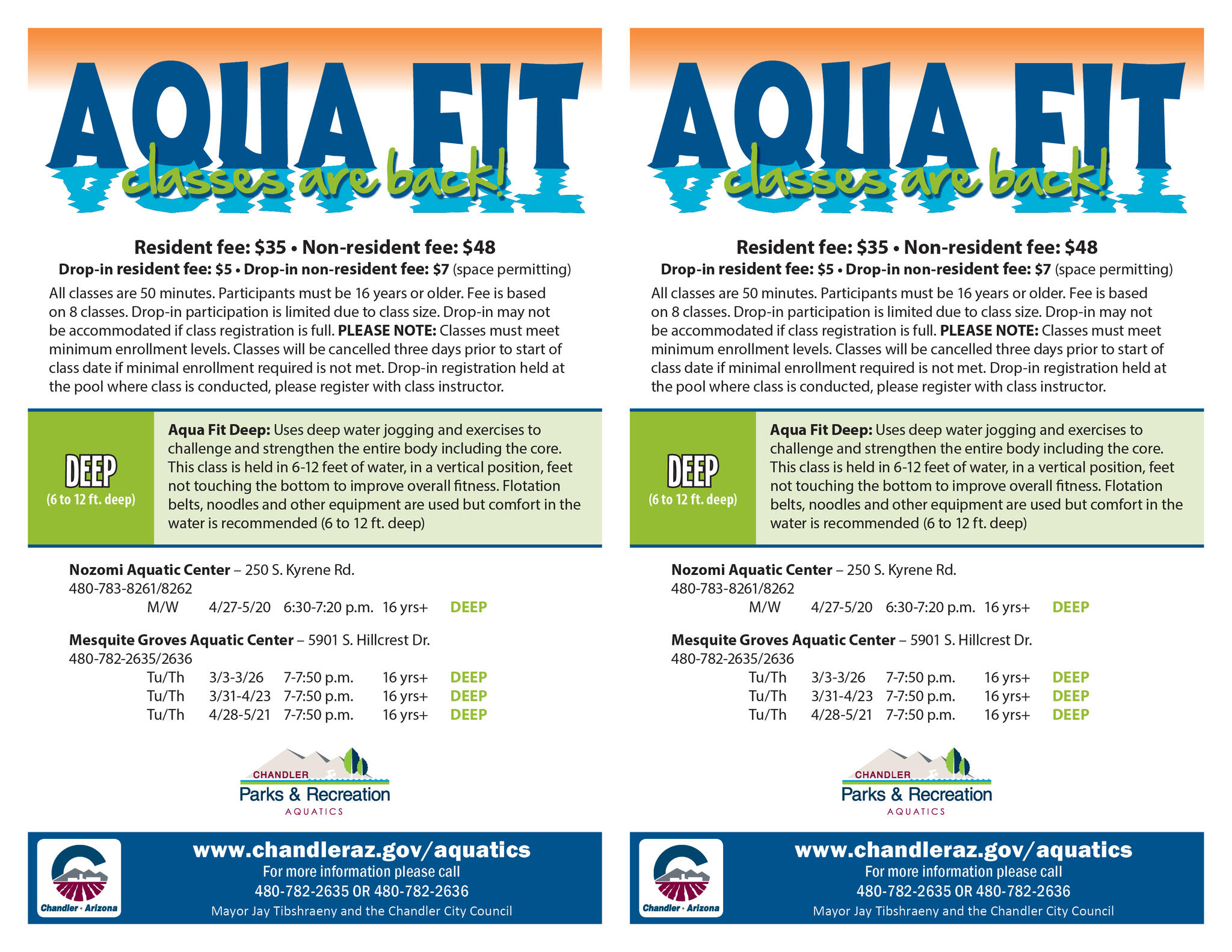 Aqua Fit Starting at Mesquite Groves Aquatic Center 3 3 City of