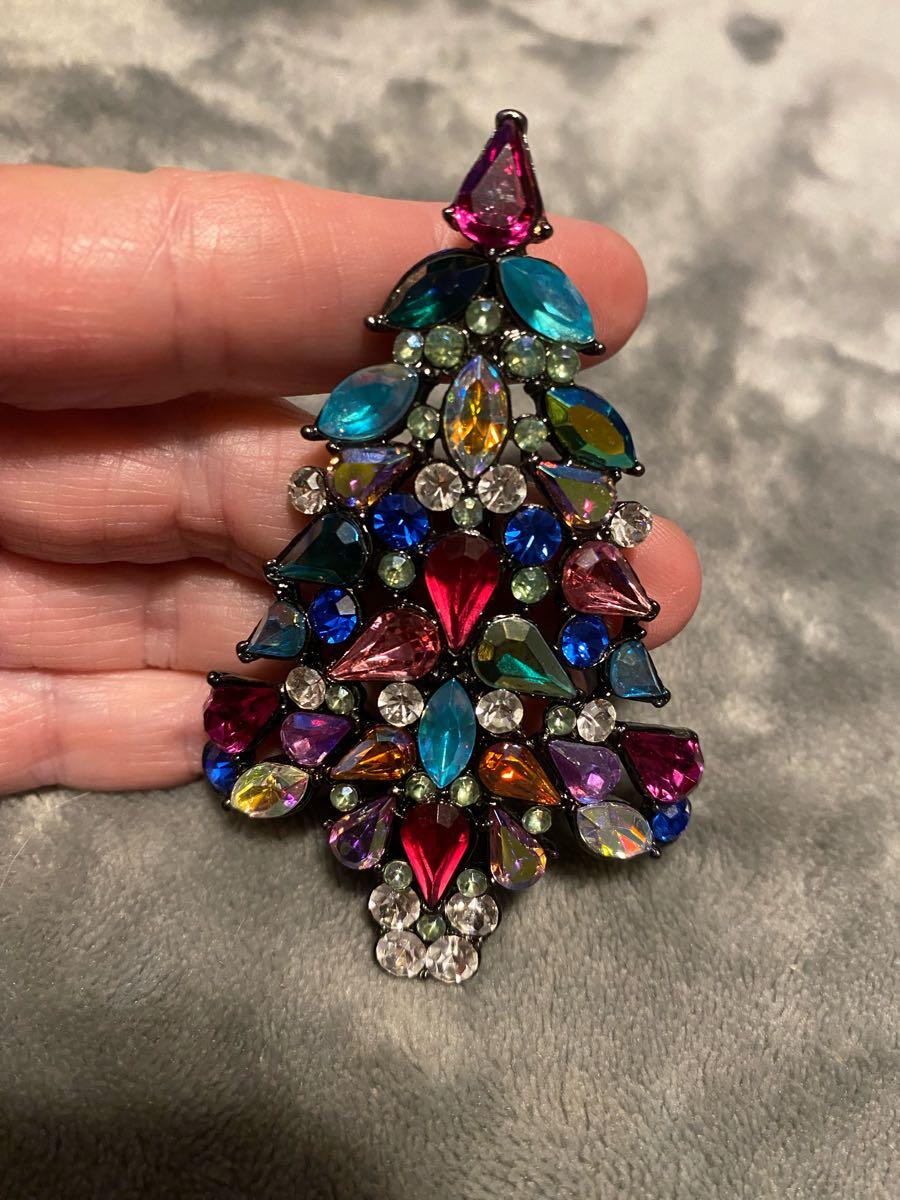 Colorful Gemstone Christmas Tree Brooch Avon