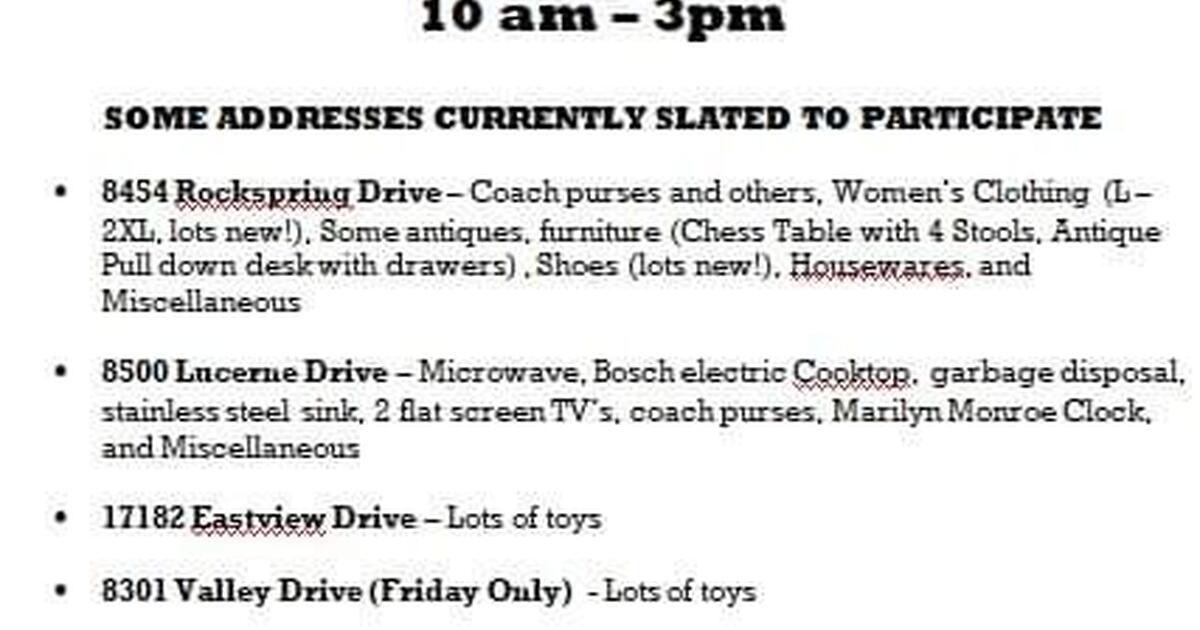 Lake Lucerne Garage Sales This Weekend. Please Stop By And Buy Our