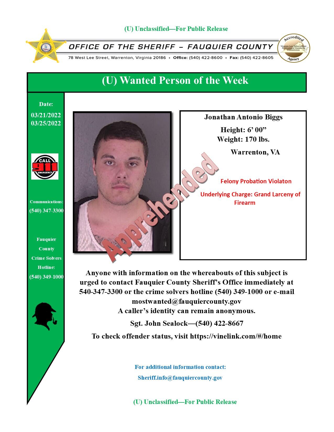 Fauquier County Most Wanted - 3arqa54