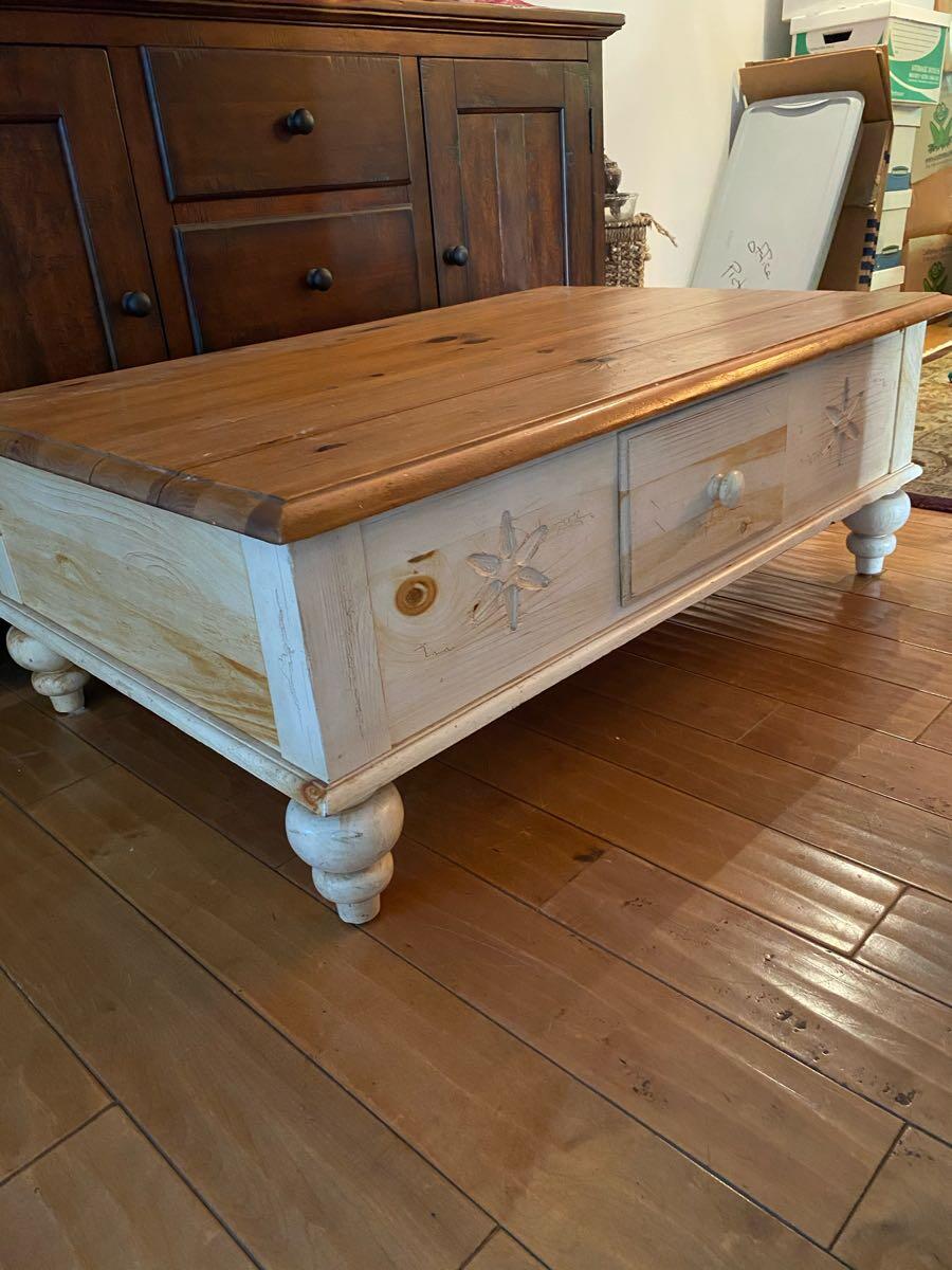 ethan allen farmhouse pine coffee table