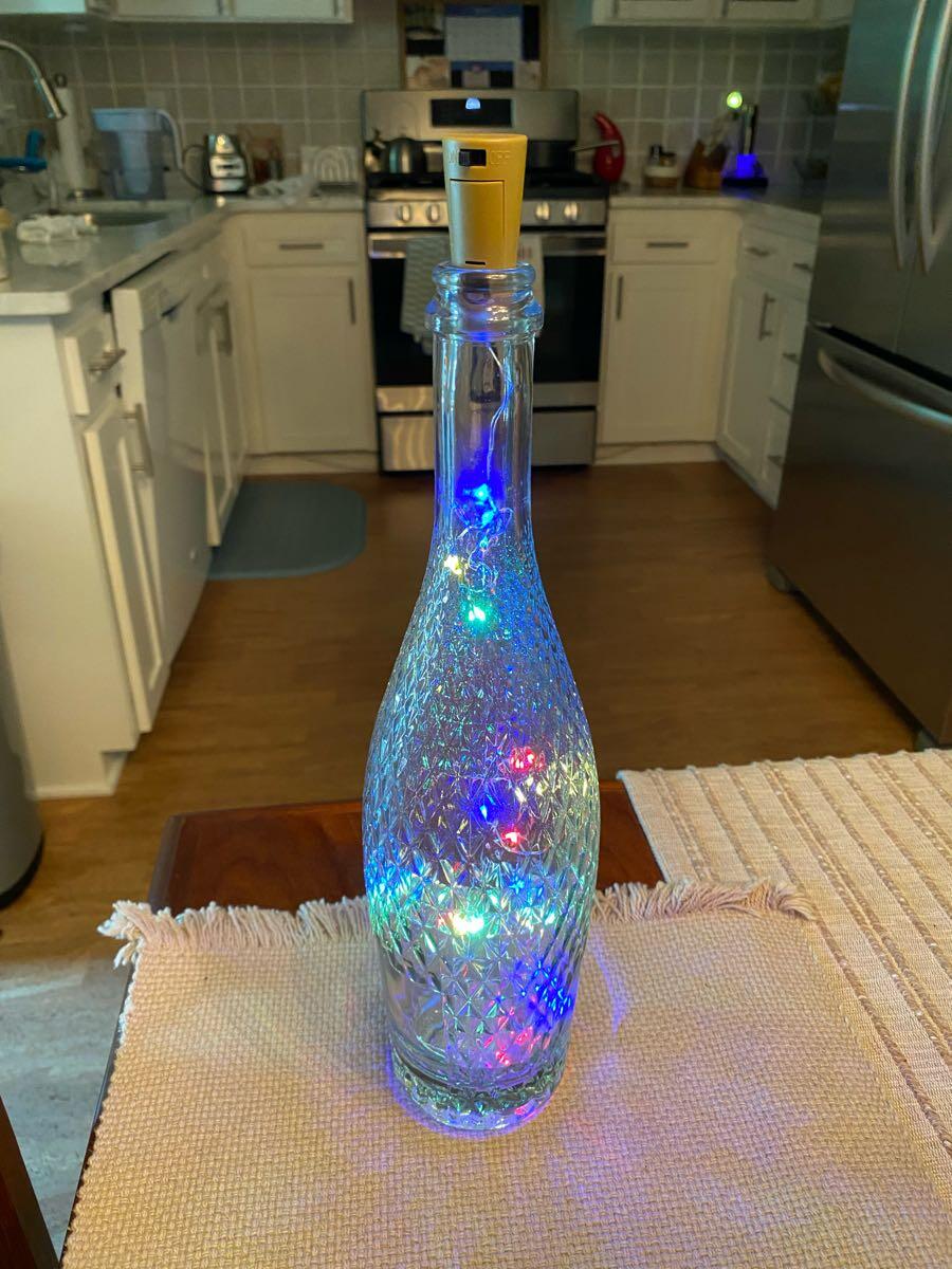 Decorative wine bottle with multi color lights