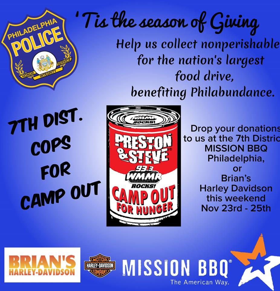 7th Police District Holiday Can Goods Donation Drop Off Event (Town