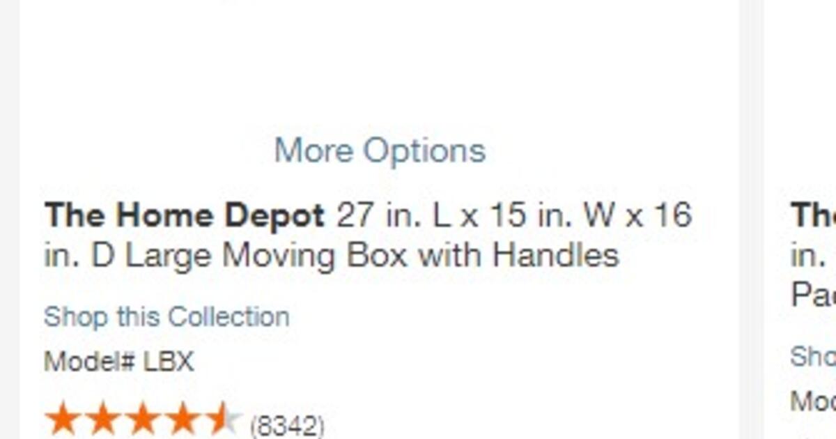 The Home Depot 27 in. L x 15 in. W x 16 in. D Large Moving Box with Handles  LBX - The Home Depot