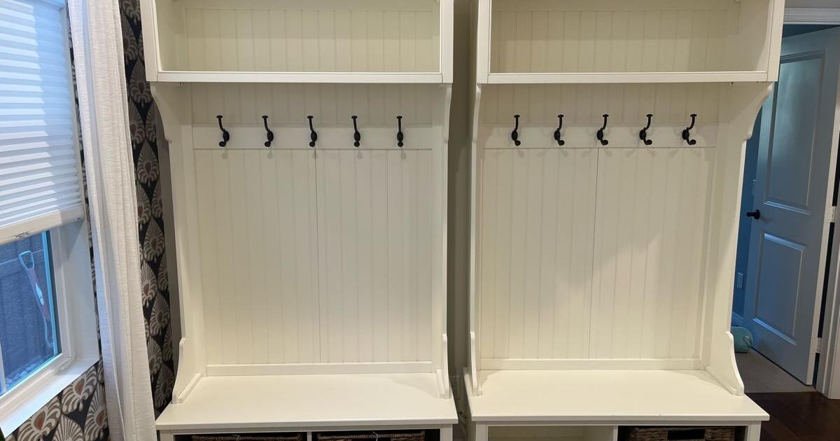 Two (2) Pottery Barn Aubrey Hall Trees in White for 550 in Carlsbad