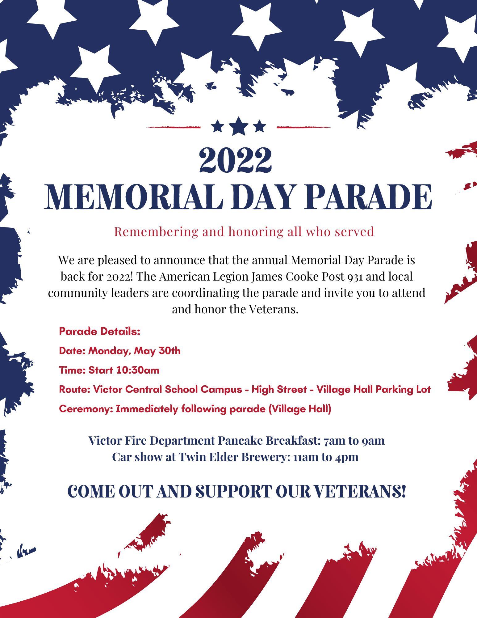 2022 MEMORIAL DAY PARADE (Town of Victor) — Nextdoor — Nextdoor